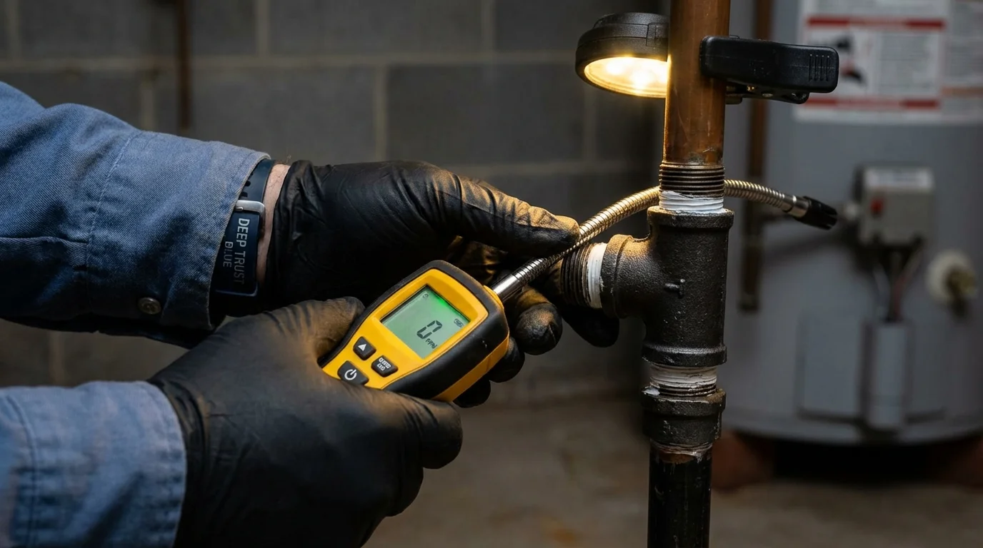 Gas leak detection with electronic sniffer by Johns Plumbing LLC in Gales Ferry